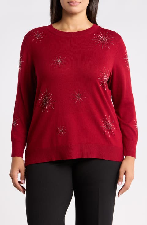 Beaded Star Crewneck Sweater