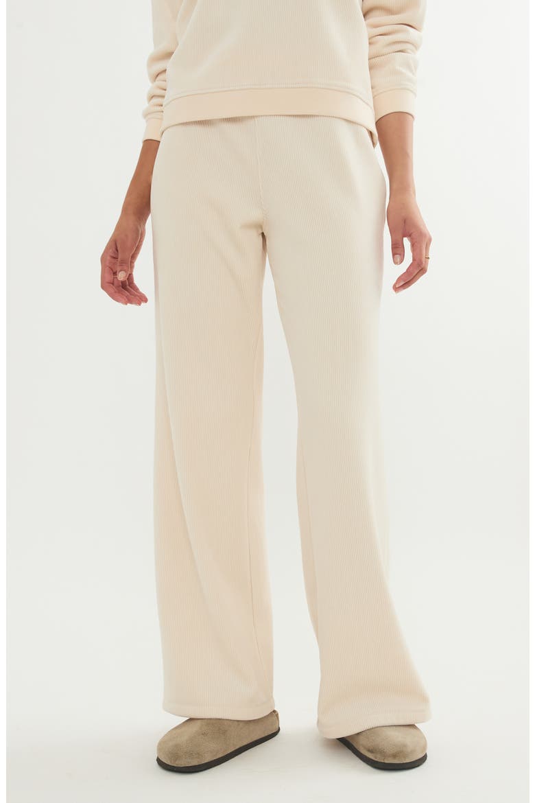 Velour Flare Leg Pants, Main, color, CREAM