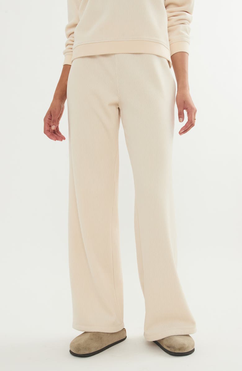 Marine Layer Velour Flare Leg Pants, Main, color, Cream