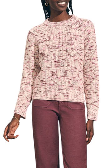 Faherty Painters Crew Sweater In Pink