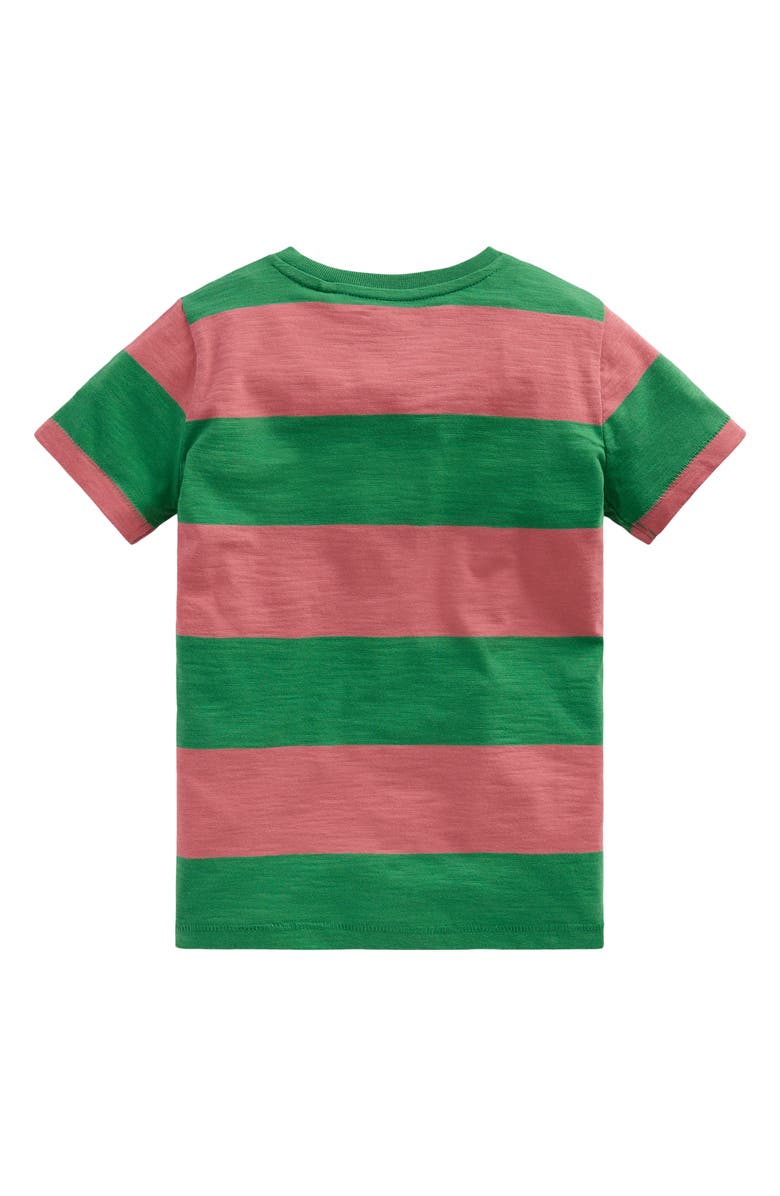 Mini Boden Kids' Stripe Pocket T-Shirt, Alternate, color, Shamrock Green/ Chintz Pink