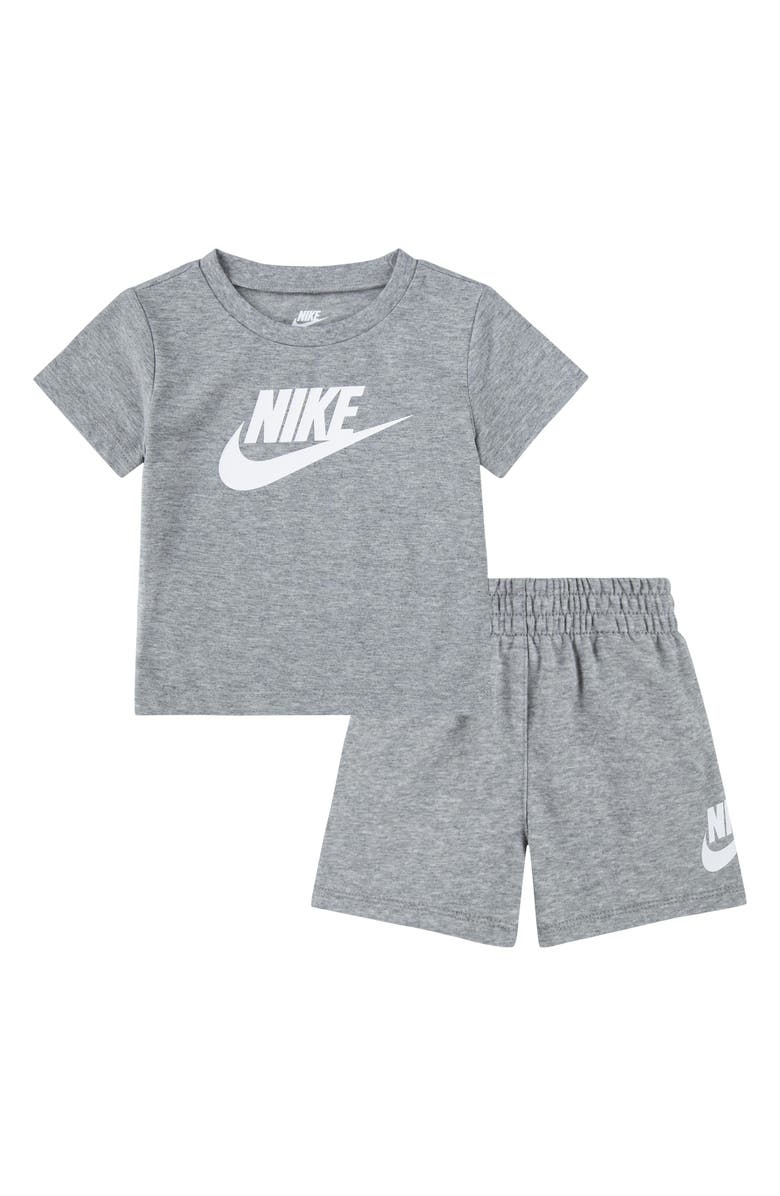 Nike Club Logo T-Shirt & Shorts Set, Main, color, Dark Grey