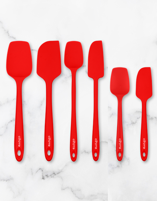 Eli Home 6 Piece Silicone Spatula Set In Red