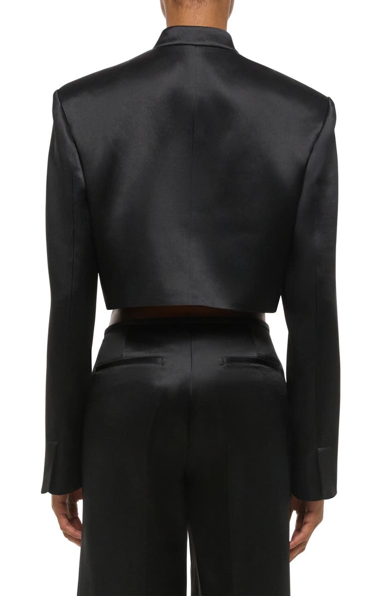 Helmut Lang Crop Satin Blazer, Alternate, color, Black