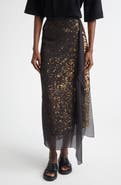 Michael Kors Collection Sequin Embellished & Silk Georgette Veiled Wool Crepe Skirt