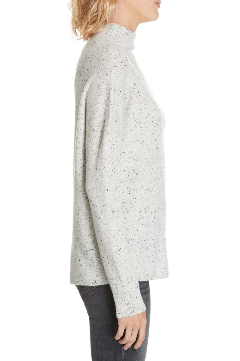 Cashmere Directional Rib Mock Neck Sweater, Alternate, color, GREY CLAY TWEED