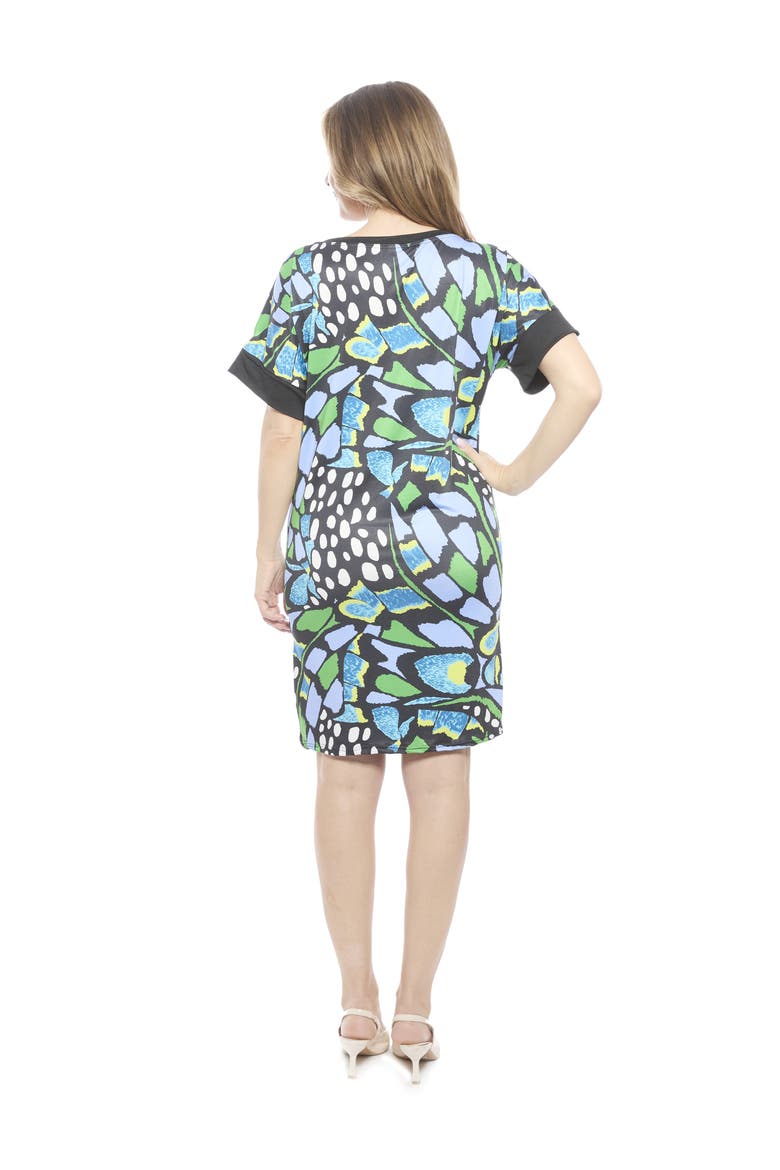 Womens Butterfly Short Sleeve Knee Length T-Shirt Dress, Alternate, color, Blue Multi