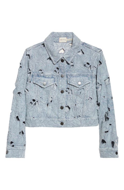 Chloe Eyelet Embroidered Denim Jacket