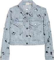 Alice + Olivia Chloe Eyelet Embroidered Denim Jacket