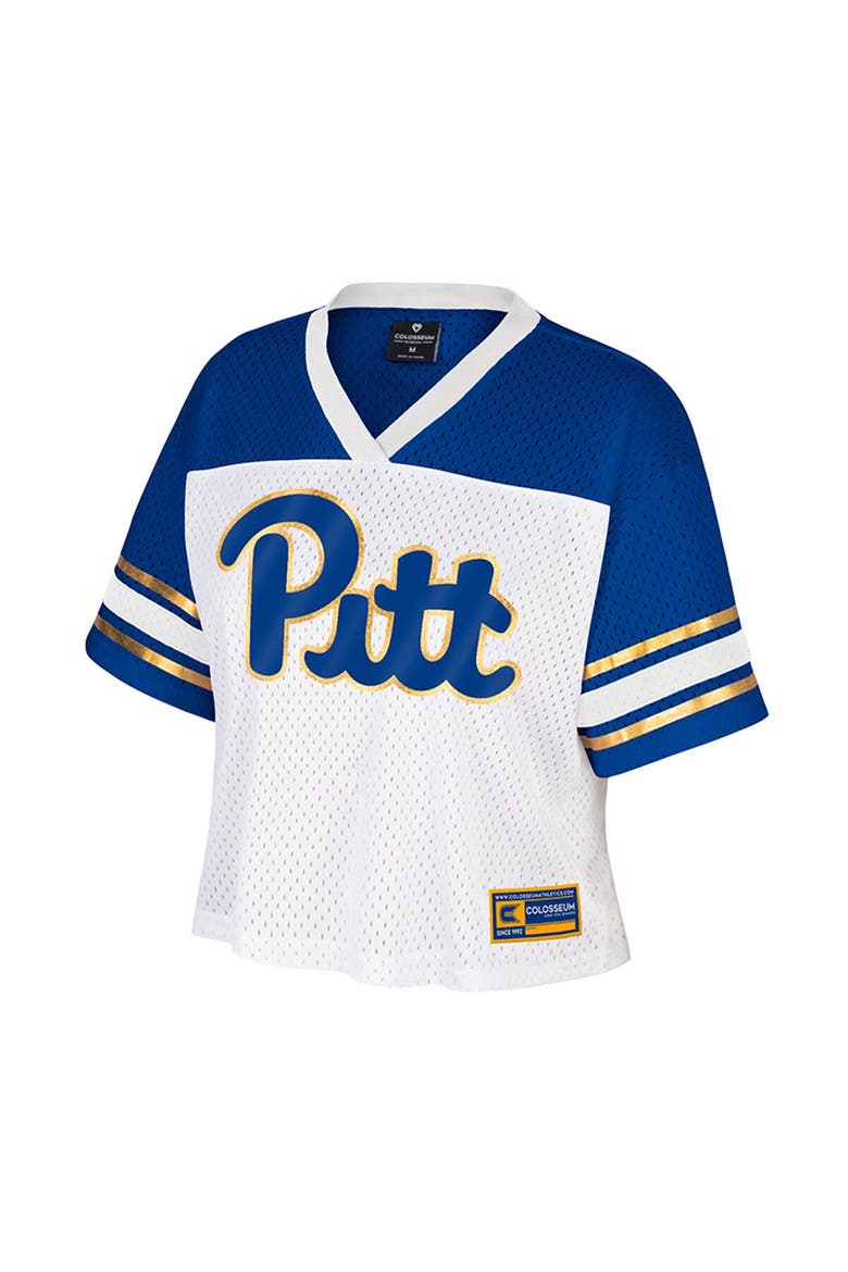 Women's Colosseum  White Pitt Panthers Treasure Cropped Football Jersey, Alternate, color, White