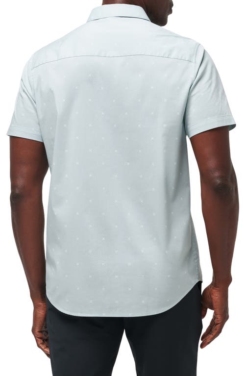 Travismathew Across The Pond Geo Print Short Sleeve Stretch Button-up Shirt In Heather Arona