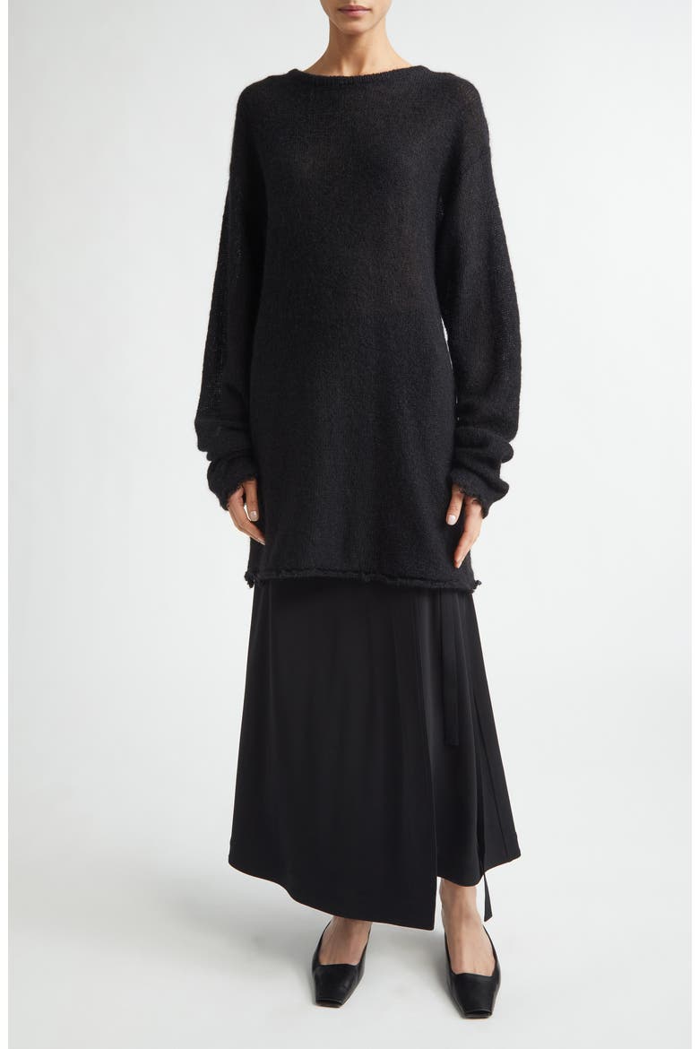 Silk & Cotton Jersey Wrap Skirt, Alternate, color, BLACK