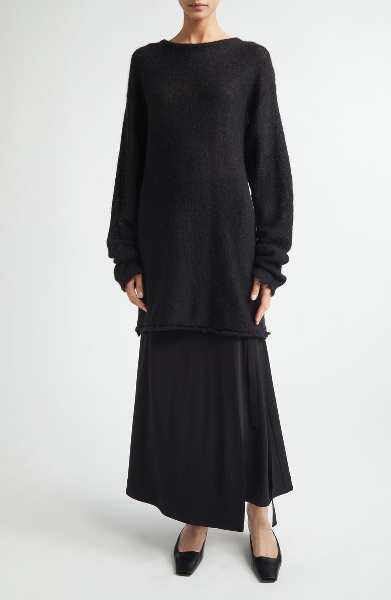 TOTEME Longline Mohair Blend Sweater, Alternate, color, Black