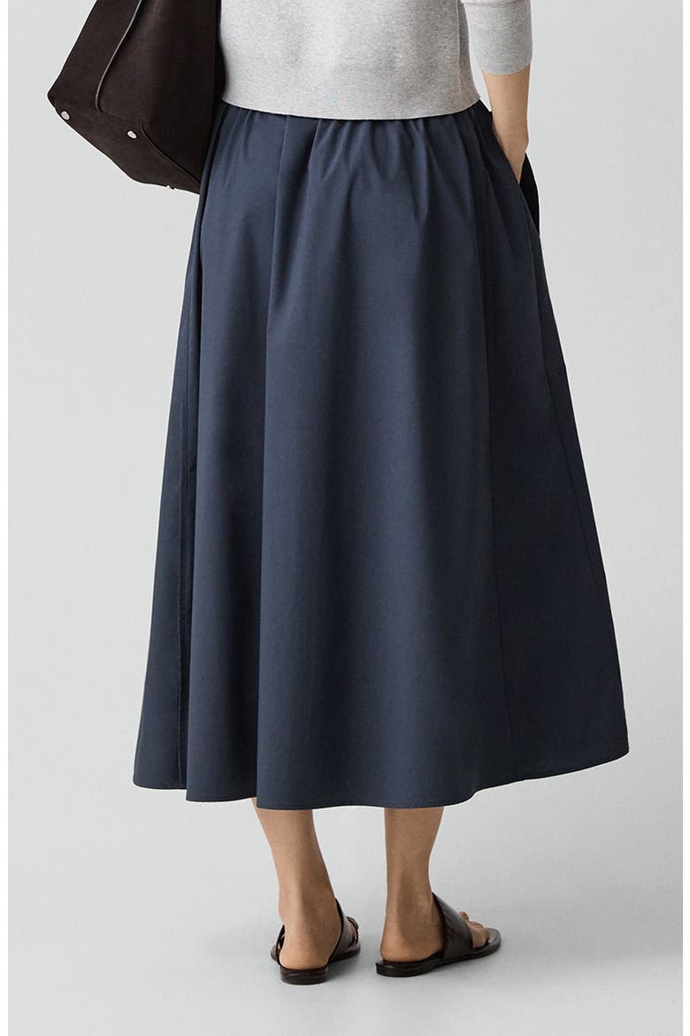 Cotton Blend A-Line Midi Skirt, Alternate, color, FADED NAVY