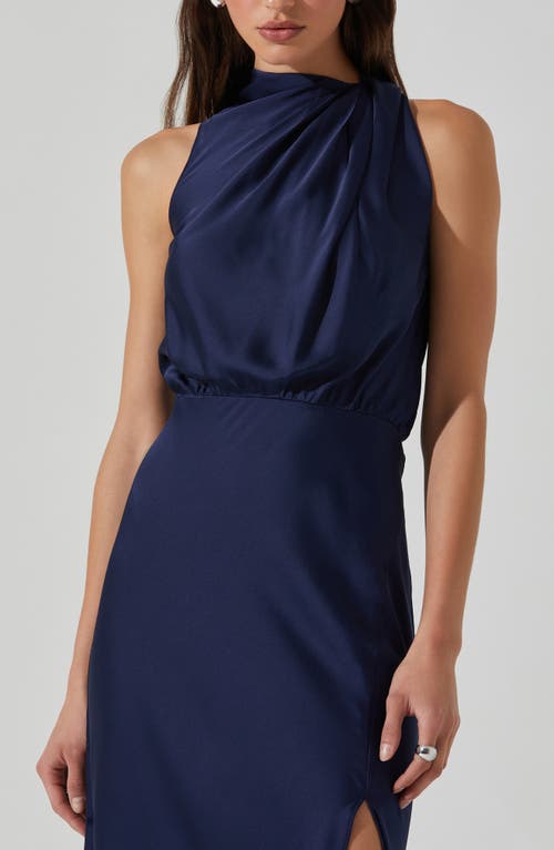 Astr The Label Jelyn Sleeveless Satin Midi Dress In Navy