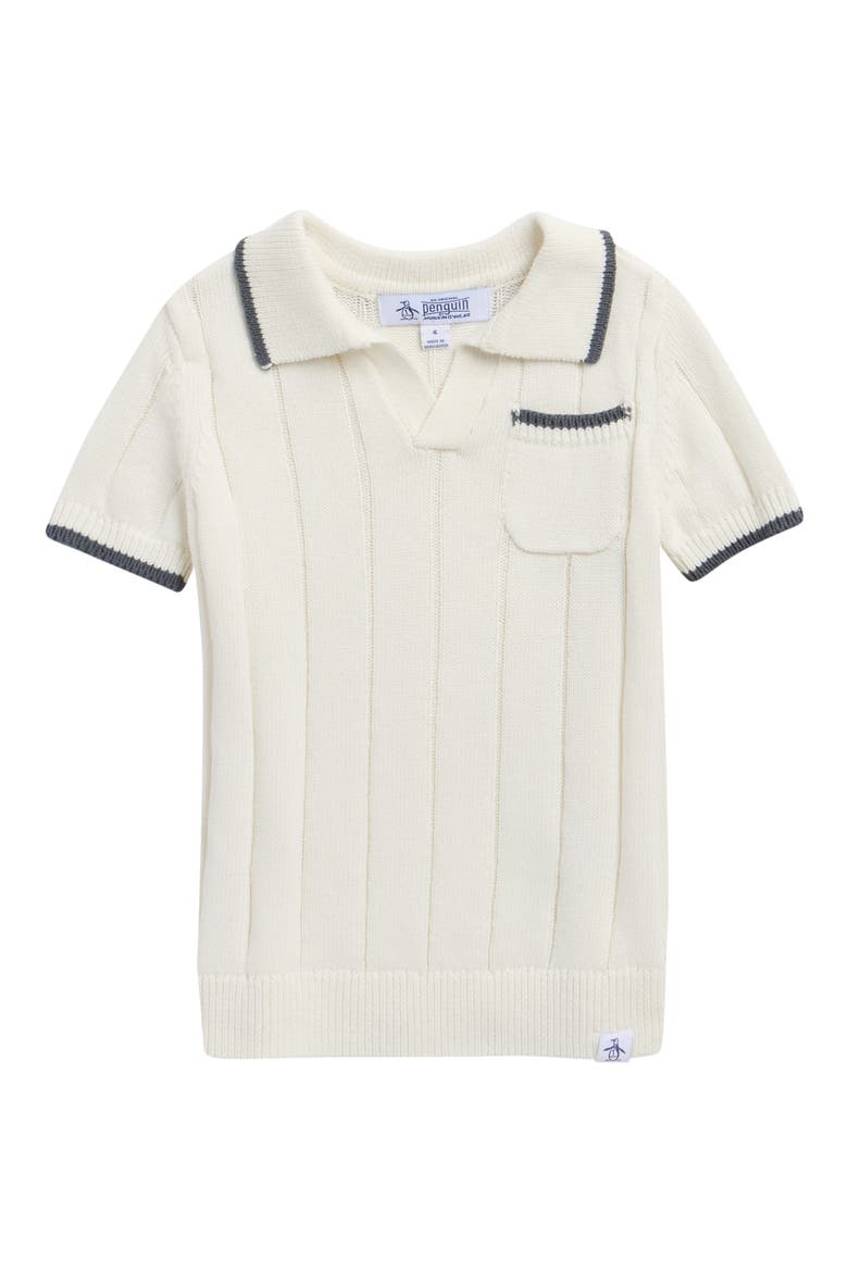 Kids' Tipped Cotton Polo Sweater, Main, color, SNOW WHITE