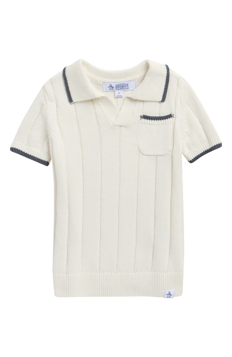 Original Penguin Kids' Tipped Cotton Polo Sweater, Main, color, Snow White