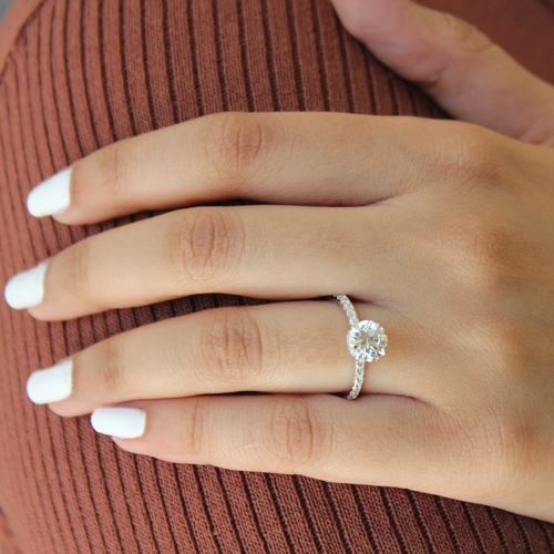 Luvmyjewelry Amore 14k Gold Round Cut Lab Grown Diamond Hidden Halo Engagement Ring In 14k White Gold