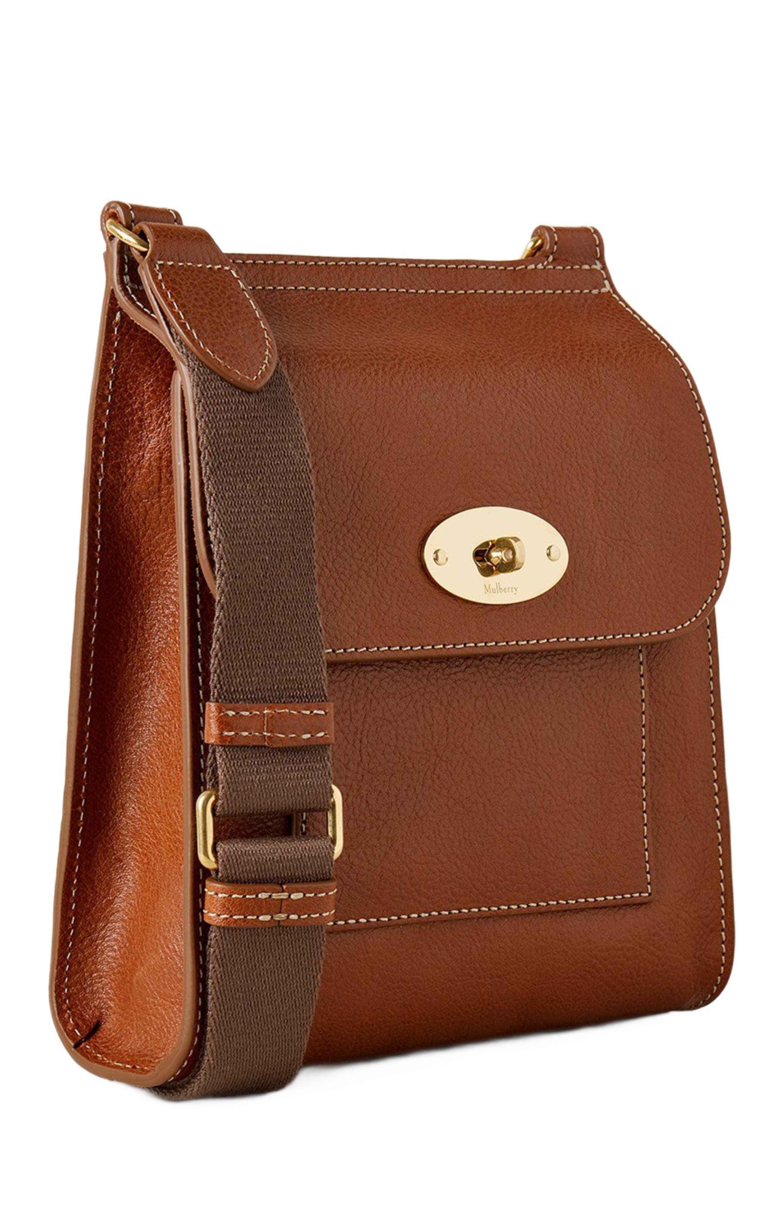 Mulberry Small Antony Leather Stitched Crossbody Bag, Alternate, color, Oak
