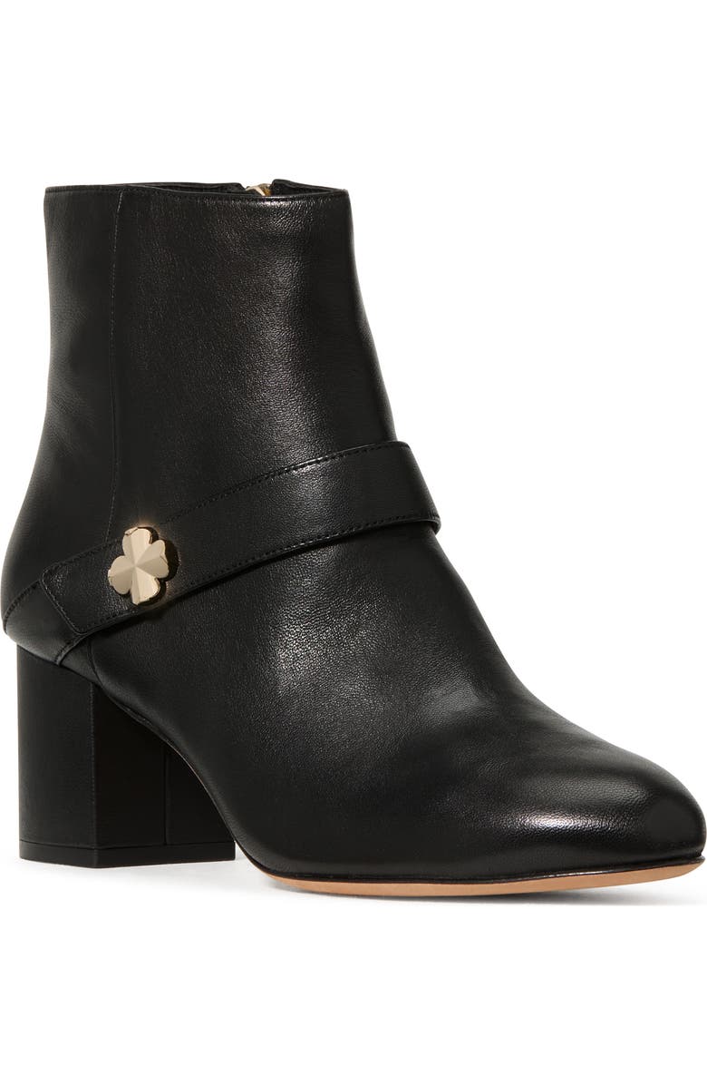 Kate Spade New York spade embellished block heel bootie, Main, color, Black