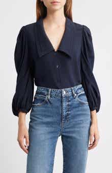 FRAME The Long Sleeve Silk Sailor Shirt