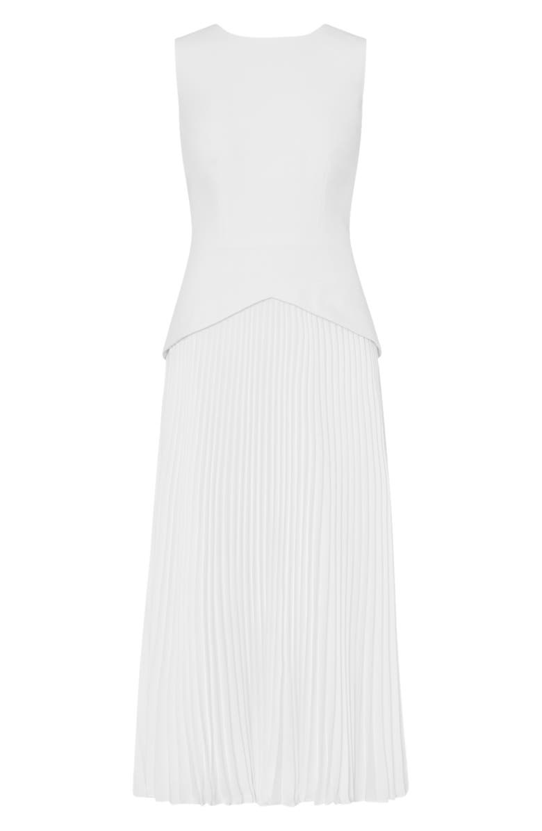 Milly Haddy Pleated Midi Dress, Alternate, color, Ecru