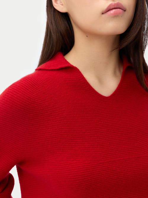 Gobi Mongolian Cashmere Polo Sweater In Red