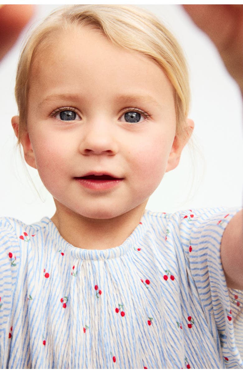 H&M Crinkled Romper Suit, Alternate, color, Light Blue/Cherries