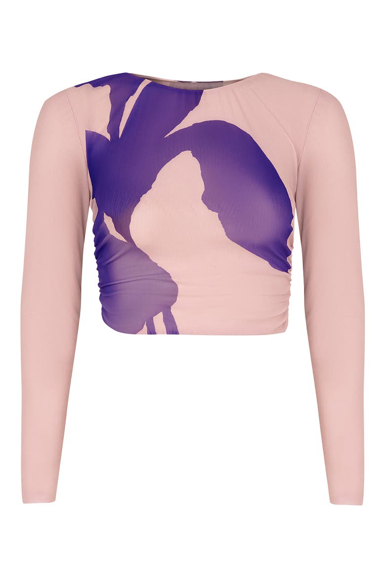 Mira Long Sleeve Crop Cover-Up Top, Alternate, color, MULTI