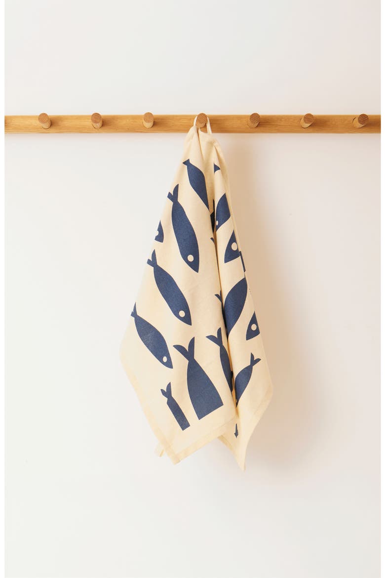 Tea Towels - Fish Set of 2 + Dishcloths Set of 2 - Fish and Wave, Alternate, color, Fish and Wave