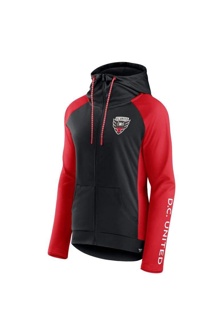 Women's Fanatics Black/Red D.C. United Iconic Raglan Full-Zip Hoodie, Alternate, color, Black
