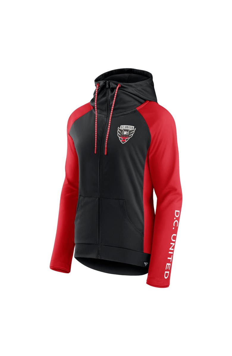 FANATICS Women's Fanatics Black/Red D.C. United Iconic Raglan Full-Zip Hoodie, Alternate, color, Black