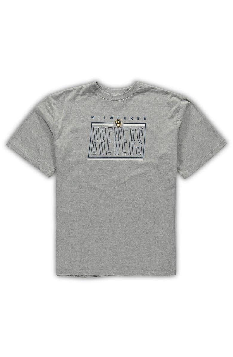 CONCEPTS SPORT Men's Concepts Sport Heathered Gray/Navy Milwaukee Brewers Big & Tall T-Shirt & Shorts Sleep Set, Alternate, color, 