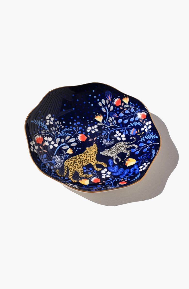 Jessie Zhao New York Night Amazon Rainforest Fine Bone China Side Plate, Alternate, color, Blue