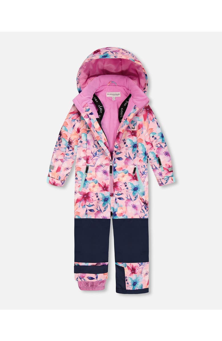 Deux par Deux One-Piece Teknik Snowsuit Watercolor Flower, Alternate, color, Pink