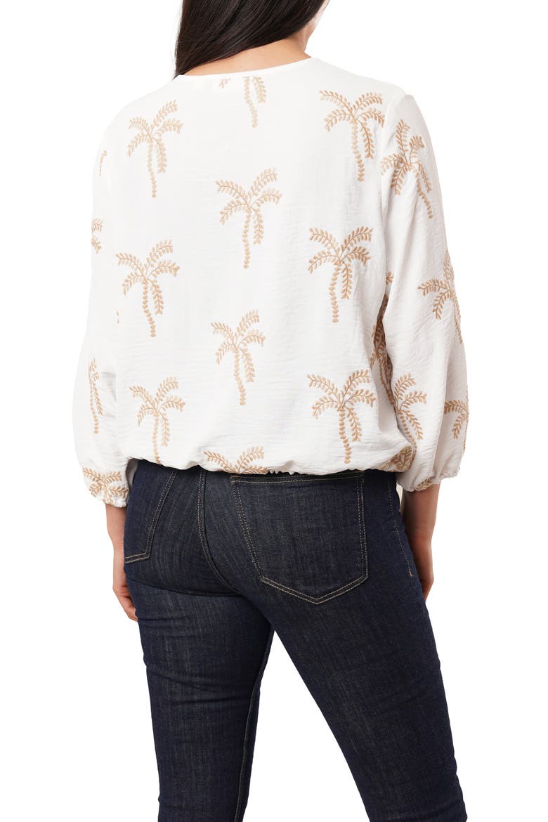 Palm Tree Embroidered Top, Alternate, color, WHITE / KHAKI