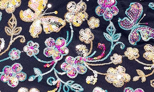 Blondie Nites Butterfly Sequin Sleeveless Gown In Multi