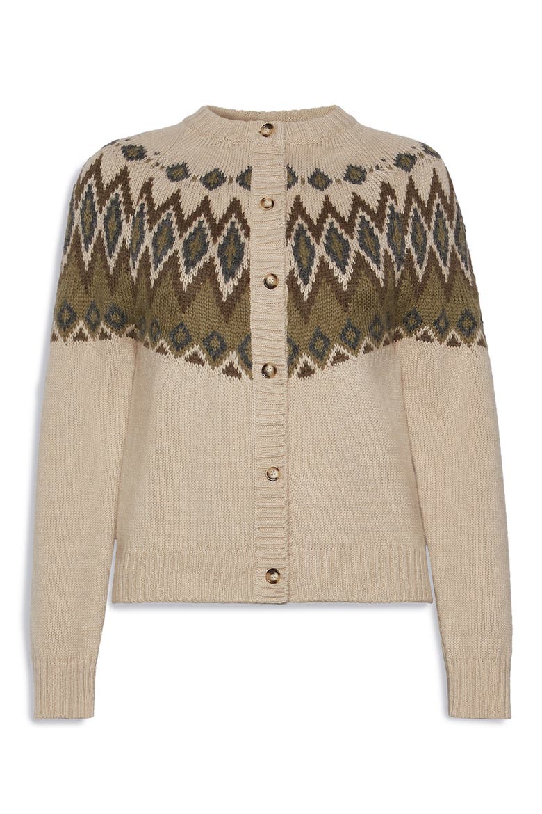 Fair Isle Alpaca & Wool Cardigan, Alternate, color, BEIGE