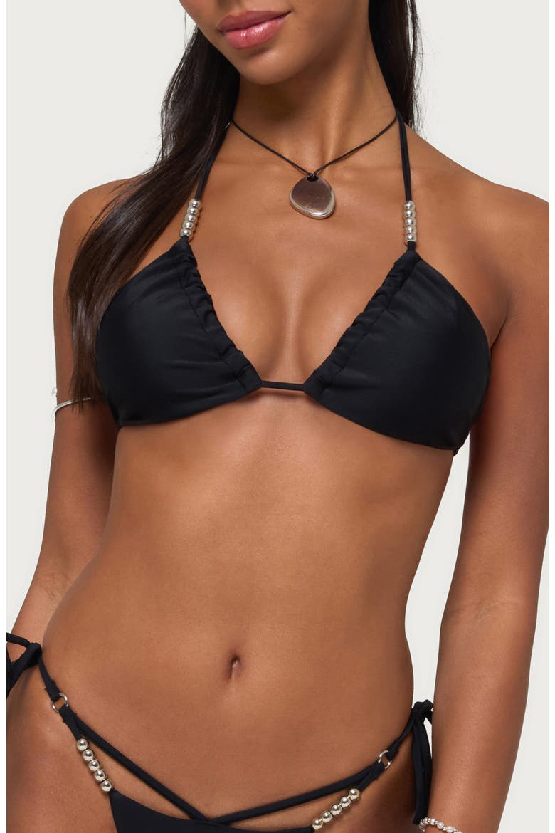 Saphie Beaded Bikini Top, Main, color, BLACK