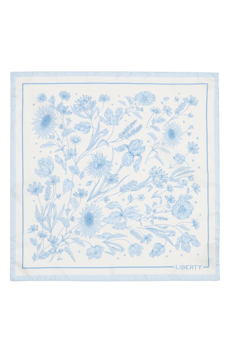 Liberty London Mono Muse Silk Square Scarf, Main, color, Light Blue