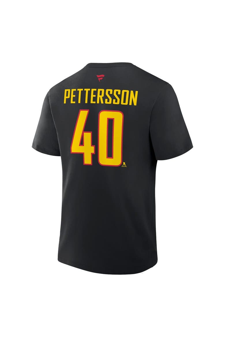 Men's Fanatics Elias Pettersson Black Vancouver Canucks Authentic Stack Name & Number T-Shirt, Alternate, color, Black
