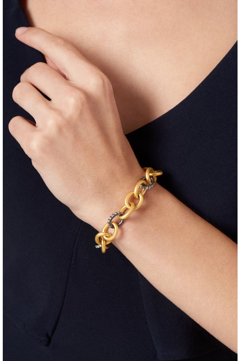 Signature Heavy Link Bracelet, Alternate, color, GOLD/ BLACK