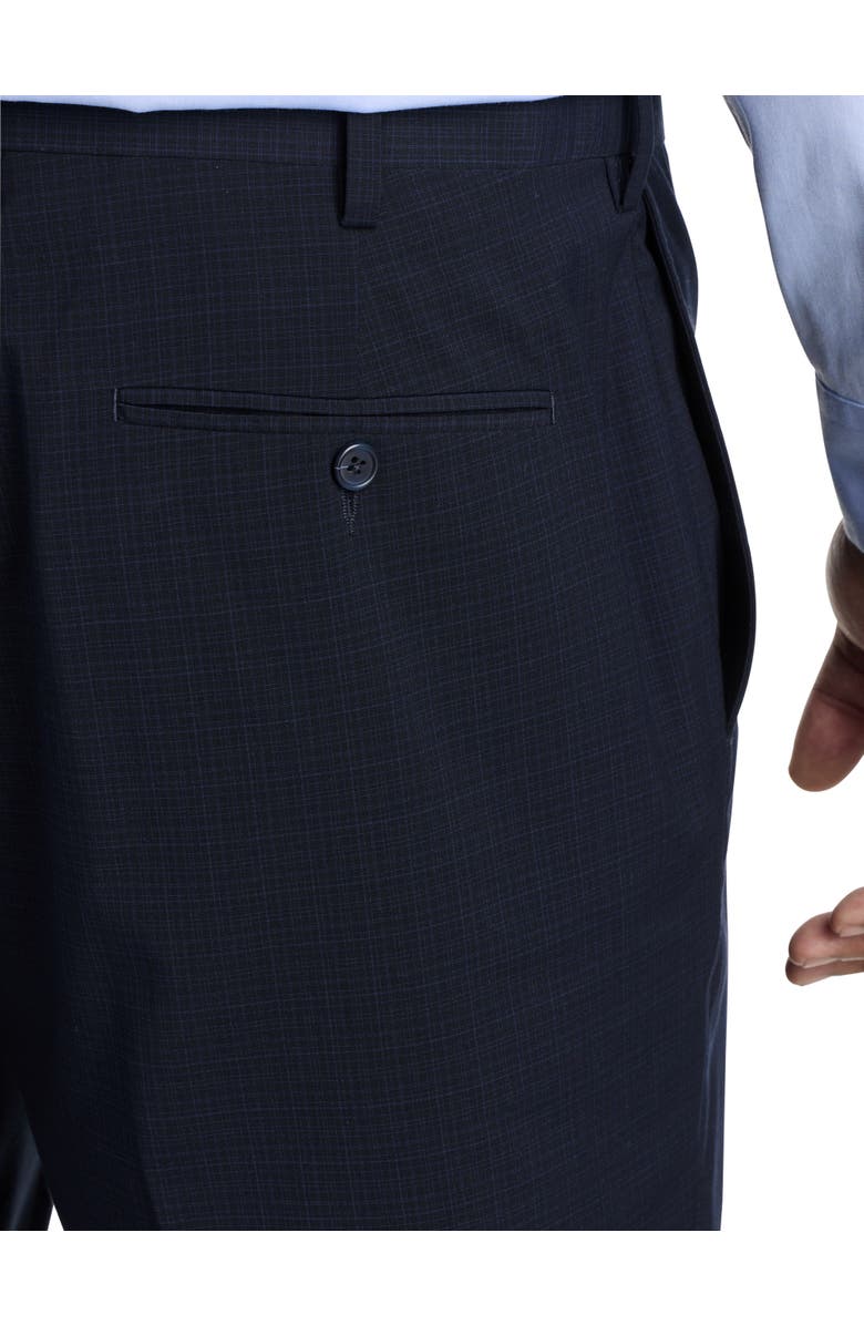 Oak Hill Premium by DXL Waist-Relaxer Small Plaid Dress Pants, Alternate, color, Navy