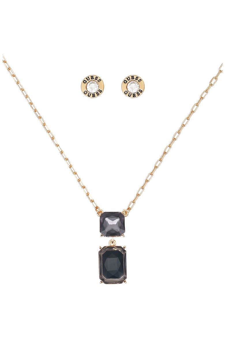 Pendant Necklace & Stud Earrings Set, Alternate, color, GOLD/BLACK