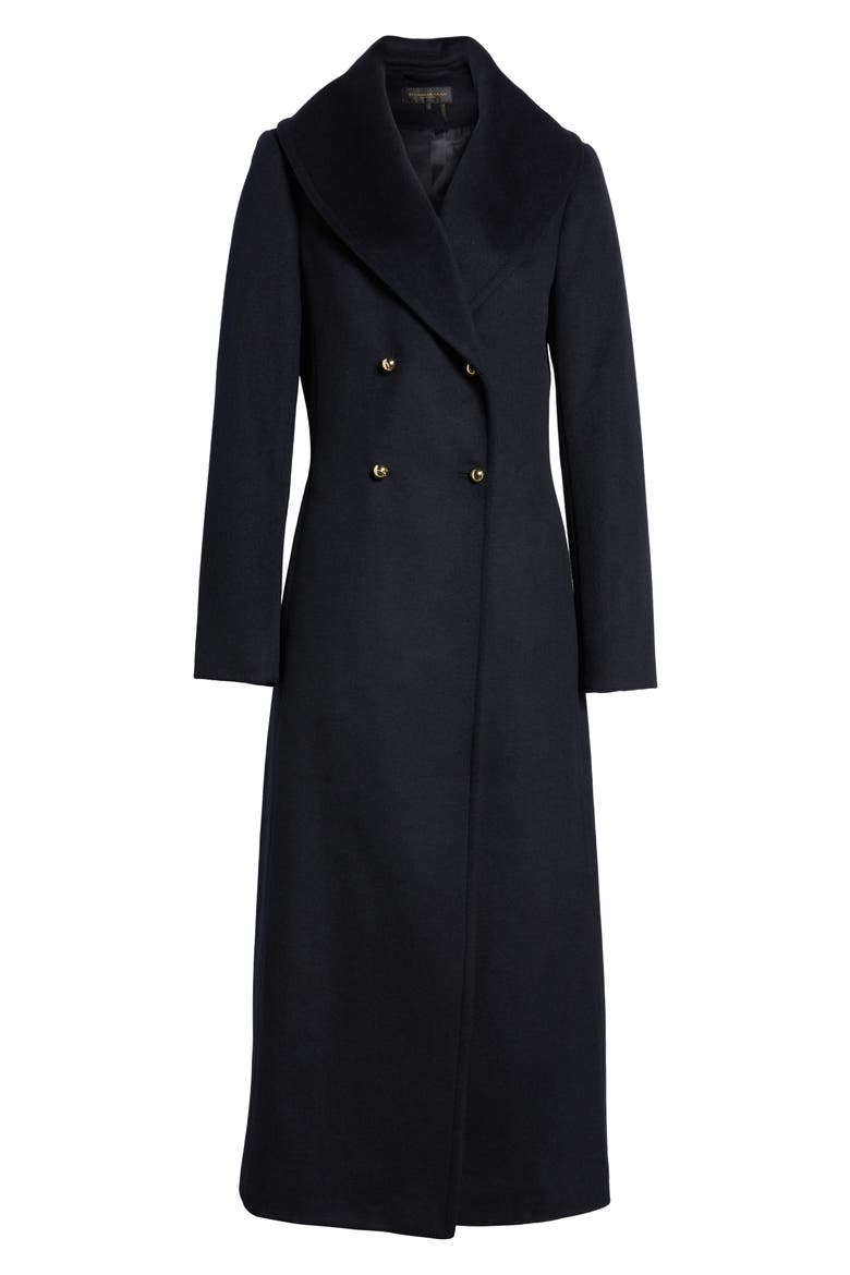 DKNY Wool Blend Felt Shawl Collar Coat, Alternate, color, NAVY