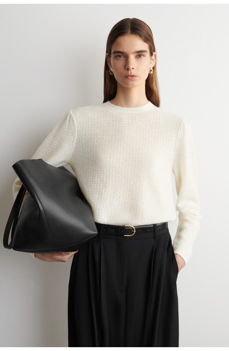 COS Zigzag-knit Mohair-blend Jumper, Main, color, Off-White