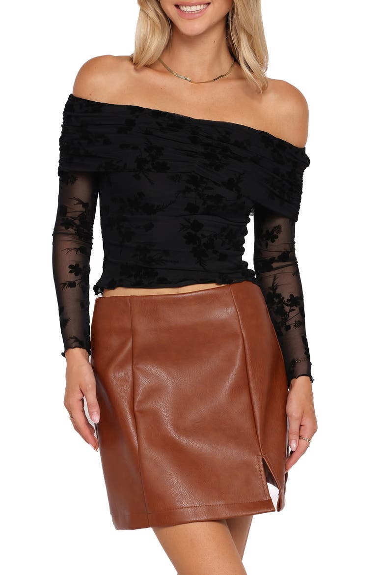 Aerin Floral Off the Shoulder Lace Top, Main, color, BLACK