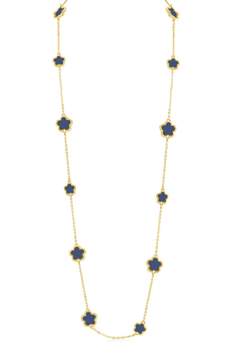 Enamel Clover Station Long Necklace (Nordstrom Exclusive), Alternate, color, NAVY/ GOLD