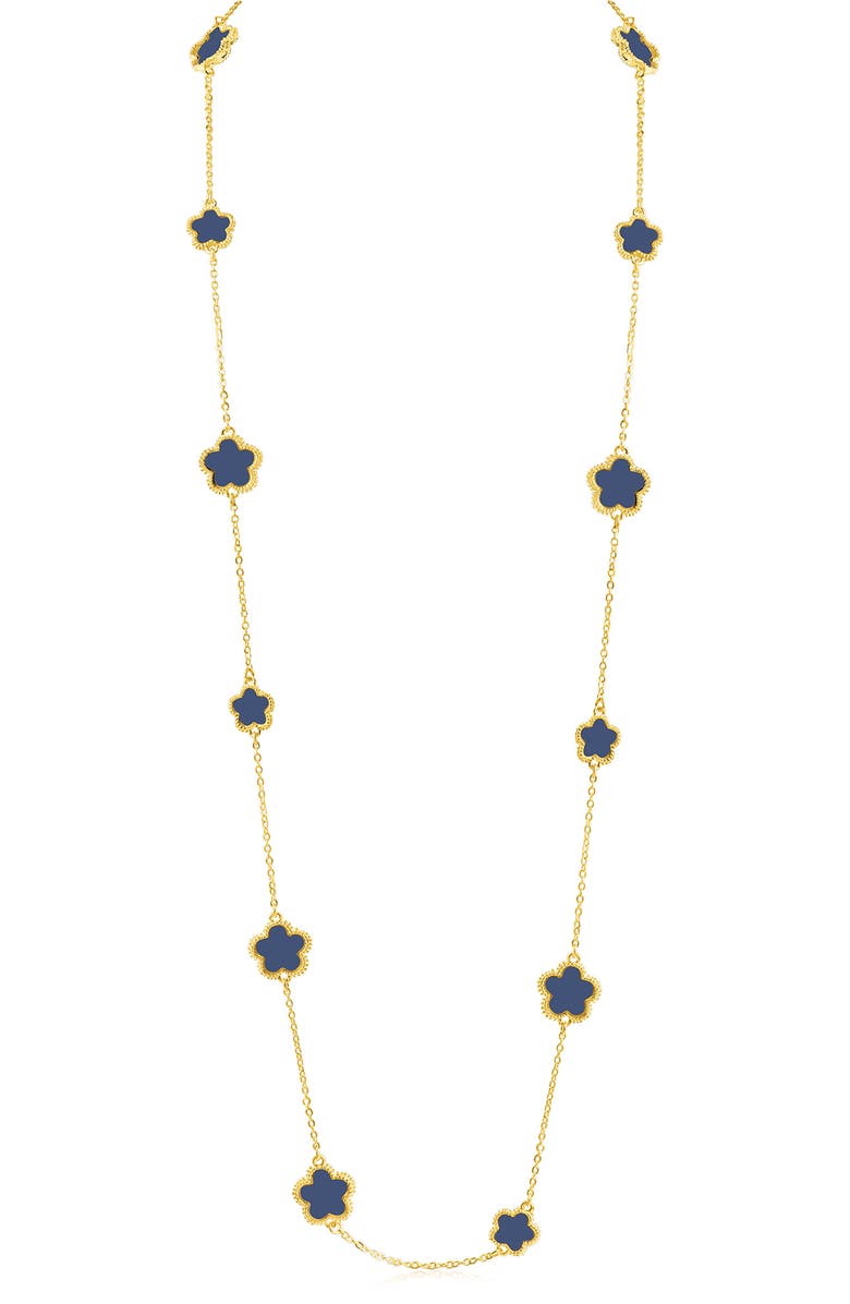 JARDIN Enamel Clover Station Long Necklace, Alternate, color, Navy/ Gold
