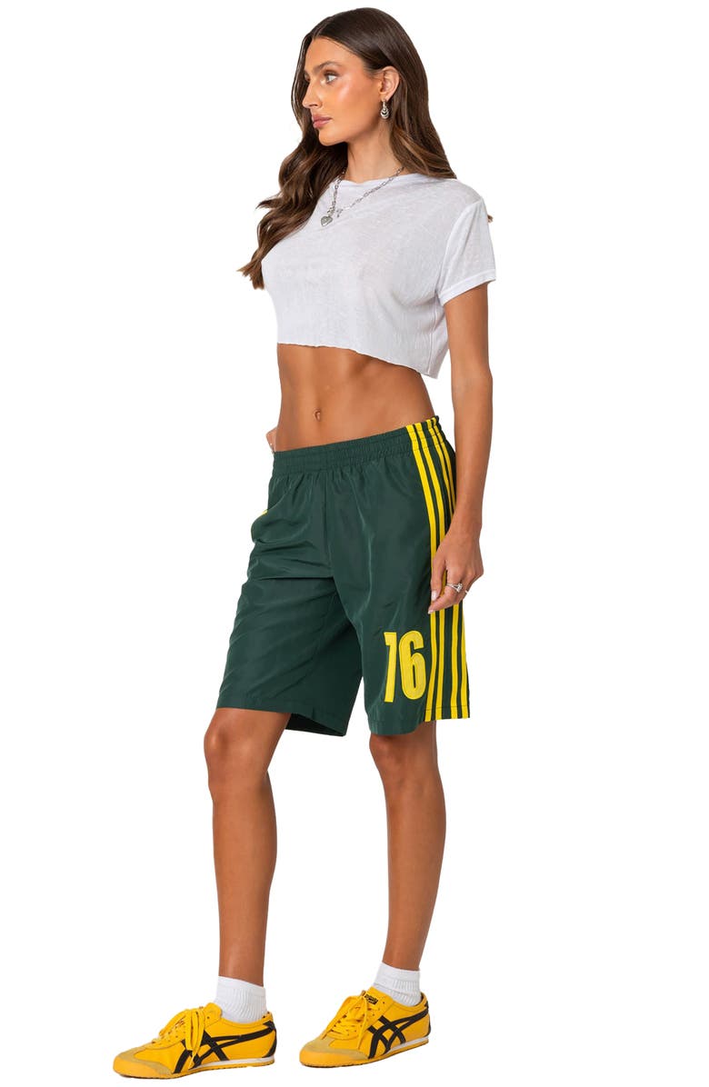 EDIKTED 76 Nylon Bermuda Shorts, Alternate, color, Green